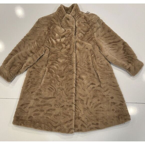 Vintage Faux Fur Coat Jacobsons Beige Made In US Size Large - Picture 7 of 8